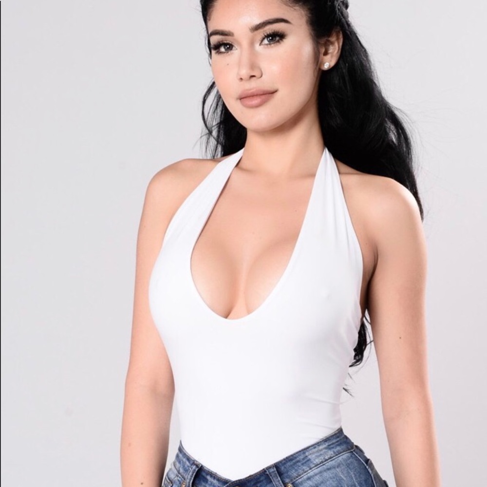 White Halter-neck Bodysuit - Picture 1 of 2